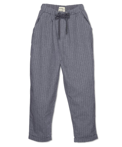 WANDER & WONDER- STRIPE DRAWSTRING PANTS IN GREY