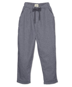 WANDER & WONDER- STRIPE DRAWSTRING PANTS IN GREY