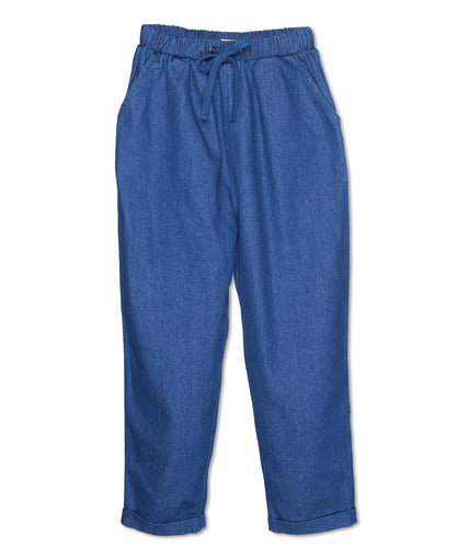 WANDER & WONDER- STRIPE DRAWSTRING PANTS IN DENIM