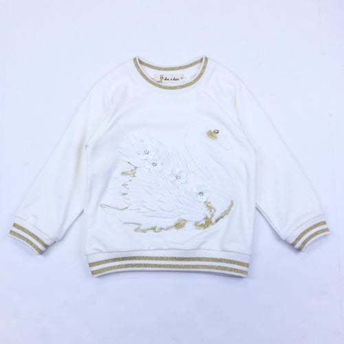 DOE A DEAR- WHITE 3-D SWAN SWEATER