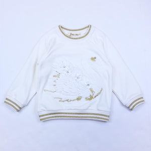 DOE A DEAR- WHITE 3-D SWAN SWEATER