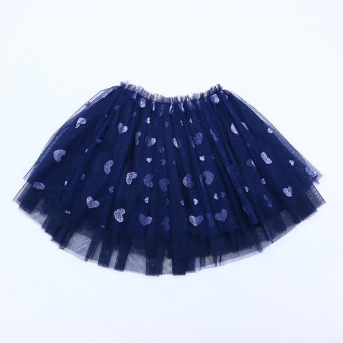 DOE A DEAR- NAVY TULLE SKIRT WITH BIG NAVY HEARTS