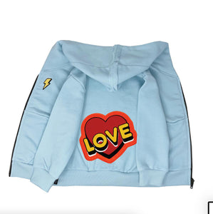 WEE MONSTER- SKY BLUE "LOVE"  ZIP-UP HOODIE