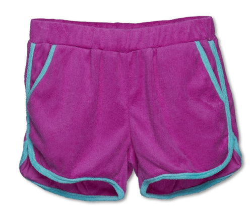 WANDER & WONDER- TERRY CLOTH GYM SHORTS IN GRAPE