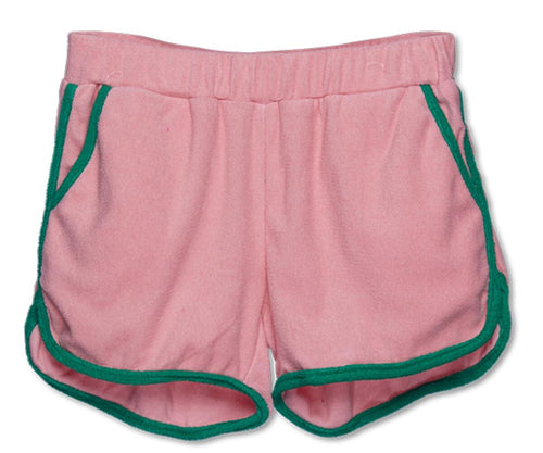 WANDER & WONDER- TERRY CLOTH GYM SHORTS IN BUBBLEGUM