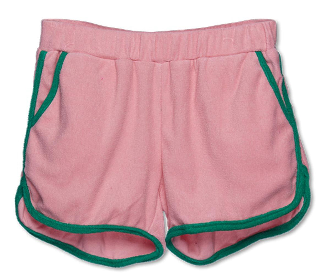 WANDER & WONDER- TERRY CLOTH GYM SHORTS IN BUBBLEGUM