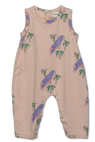 WANDER & WONDER- ECRU PARROT BABIES ROMPER
