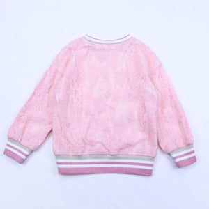 DOE A DEAR- PINK LACE ALL OVER SWEATER