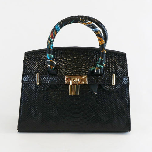DOE A DEAR- SNAKESKIN BURK W/ SCARF IN BLACK