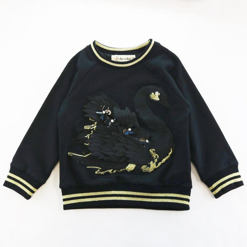 DOE A DEAR- BLACK 3-D SWAN SWEATER