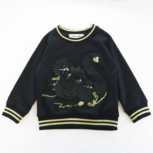 DOE A DEAR- BLACK 3-D SWAN SWEATER