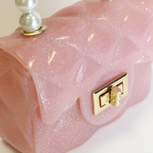 DOE A DEAR- PINK QUILTED MINI "JELLY AND PEARLS" PURSE