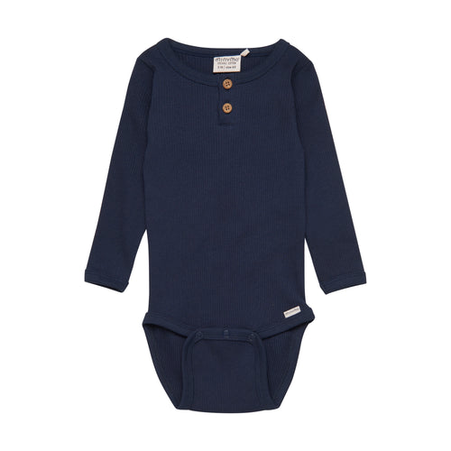 MINYMO- ORGANIC LONG SLEEVED NAVY ONESIE