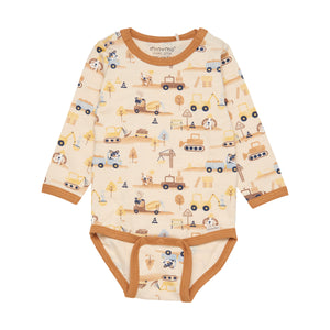MINYMO- ORGANIC LONG SLEEVED DUMP TRUCK ONESIE