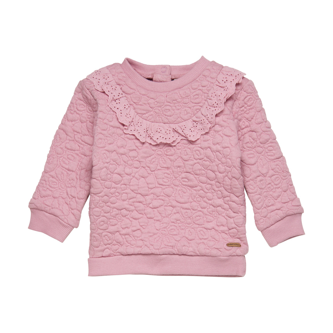 MINYMO- BABY GIRL LILAS PINK RUFFLE SWEATSHIRT