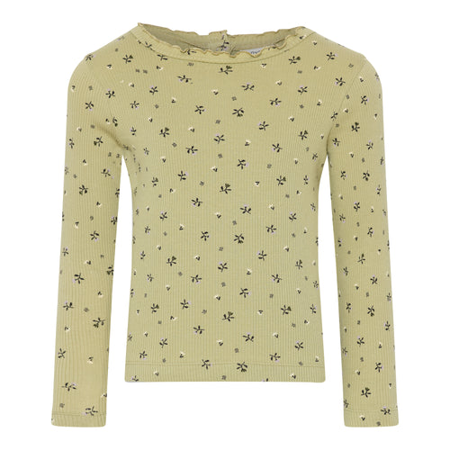 MINYMO- LONG SLEEVE FLORAL OLIVE SHIRT