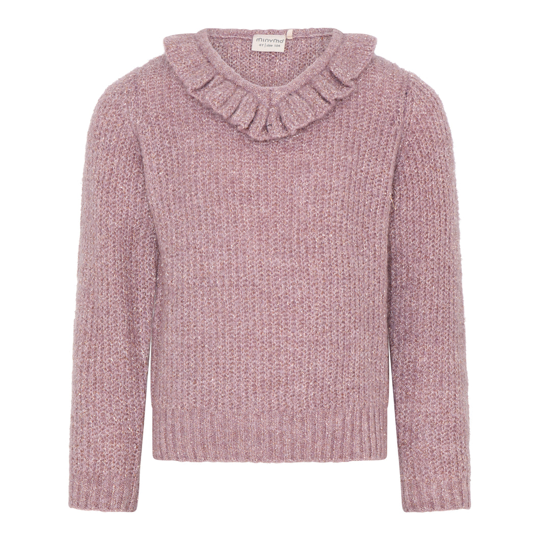 MINYMO- PINK RUFFLE COLLAR KNIT SWEATER