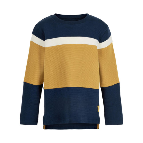 MINYMO- LONG SLEEVE SWEATSHIRT IN DARK NAVY AND MUSTARD