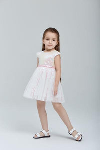 DOE A DEAR- WHITE SEQUINED TASSEL TULLE DRESS