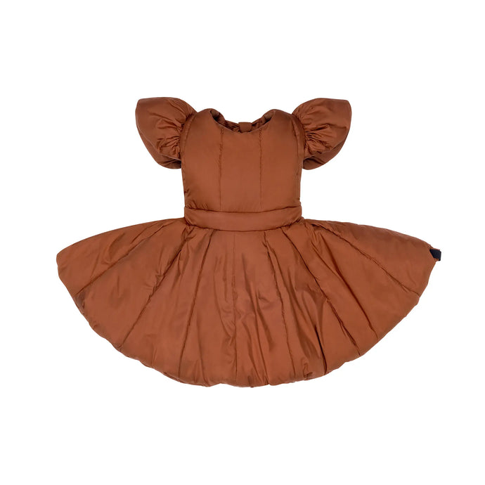 OMAMIMINI- RUST BALLERINA CRISS CROSS QUILTED DRESS