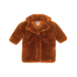 OMAMIMINI- FAUX FUR COAT IN RUST
