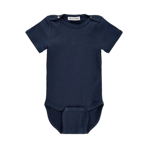 MINYMO- BASIC NAVY RIB ONESIE