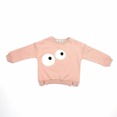DOE A DEAR- L/S BIG EYES CREWNECK W/ SLIT TRIM