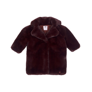 OMAMIMINI- FAUX FUR COAT IN MAROON