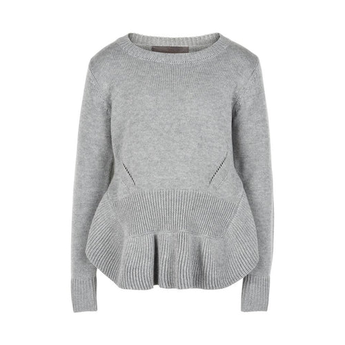 Girl’s knitted sweater in gray with details around the hem - Eli and Ella Rose