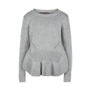 Girl’s knitted sweater in gray with details around the hem - Eli and Ella Rose