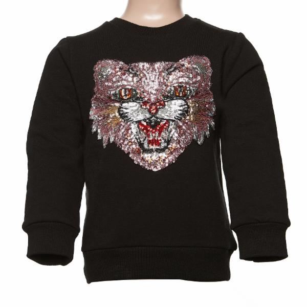 DOE A DEAR- L/S BOBCAT SWEATER W/ SEQUIN DETAILING (BLACK)