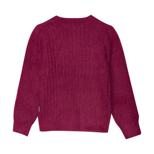 CREAMIE- PULLOVER KNIT SWEATER IN RASEBERRY MAROON