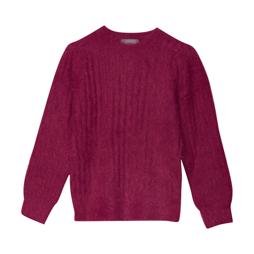 CREAMIE- PULLOVER KNIT SWEATER IN RASEBERRY MAROON