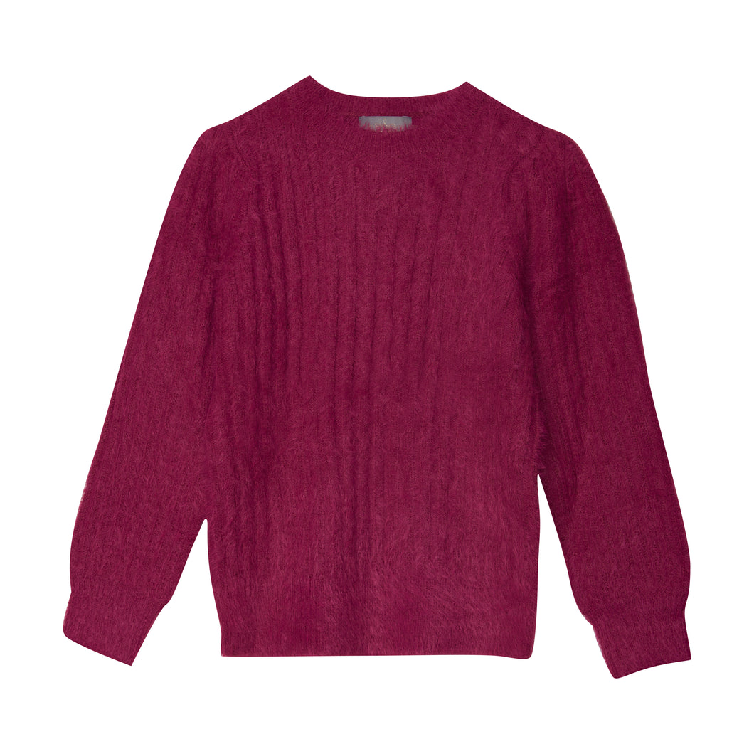 CREAMIE- PULLOVER KNIT SWEATER IN RASEBERRY MAROON
