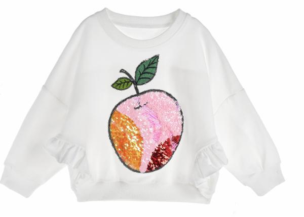 DOE A DEAR- WHITE SEQUIN APPLE CREW NECK SWEATER