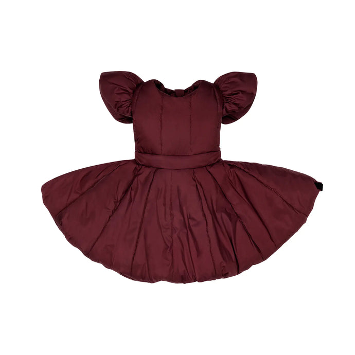 OMAMIMINI- MAROON BALLERINA CRISS CROSS QUILTED DRESS