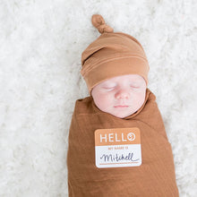 LULUJO- HELLO WORLD BLANKET & KNOTTED HAT IN TAN
