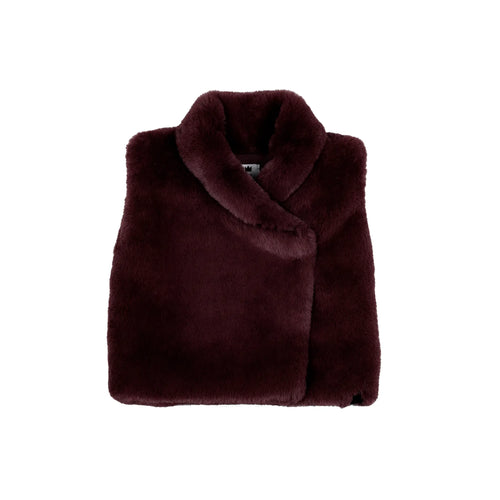 OMAMIMINI- FAUX FUR VEST IN MAROON