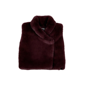 OMAMIMINI- FAUX FUR VEST IN MAROON