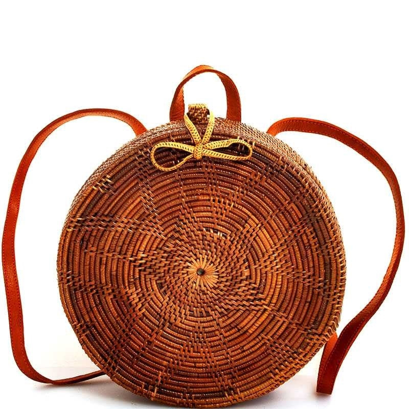 BALI- TRENDY NATURAL FIBER WOVEN ROUND BACKPACK