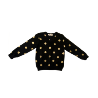 DOE A DEAR- BLACK AND GOLD POLKA DOT SWEATSHIRT
