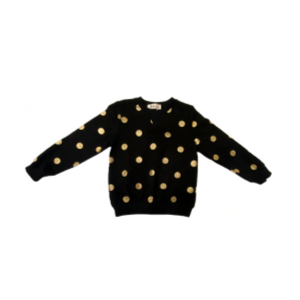 DOE A DEAR- BLACK AND GOLD POLKA DOT SWEATSHIRT