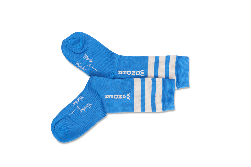 WANDER-N-WONDER- BLUE STRIPE SOCKS