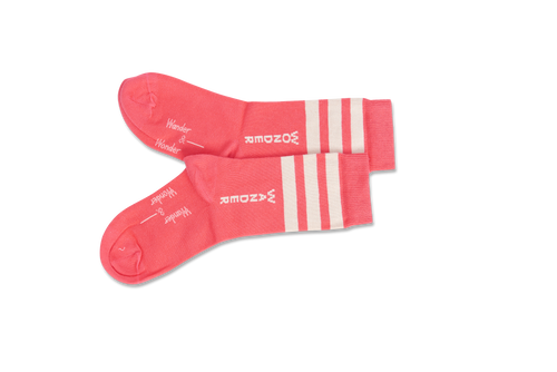 WANDER-N-WONDER- CORAL STRIPE SOCKS