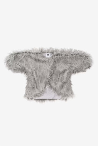 OMAMIMINI - FAUX AFGHAN FUR COAT IN GRAY