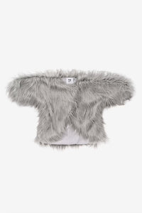 OMAMIMINI - FAUX AFGHAN FUR COAT IN GRAY