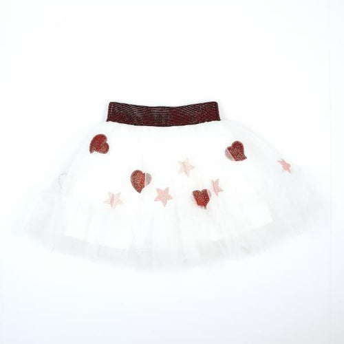DOE A DEAR - WHITE TULLE TUTU W/ HEARTS AND STARS