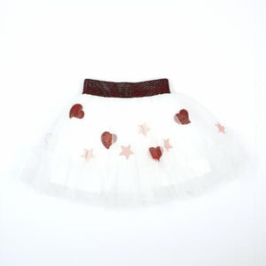 DOE A DEAR - WHITE TULLE TUTU W/ HEARTS AND STARS