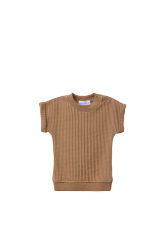 JAMIE KAY- NOAH ORGANIC COTTON WAFFLE TOP IN CINNAMON