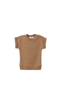 JAMIE KAY- NOAH ORGANIC COTTON WAFFLE TOP IN CINNAMON
